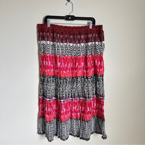 Kim Roger’s Women’s Cotton Multicolor MIDI Elastic Waist Unlined Skirts - Picture 1 of 5